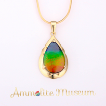 Load image into Gallery viewer, 14K Gold Teardrop Ammolite Pendant
