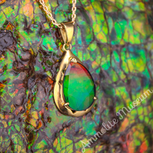 Load image into Gallery viewer, 14K Gold Teardrop Ammolite Pendant
