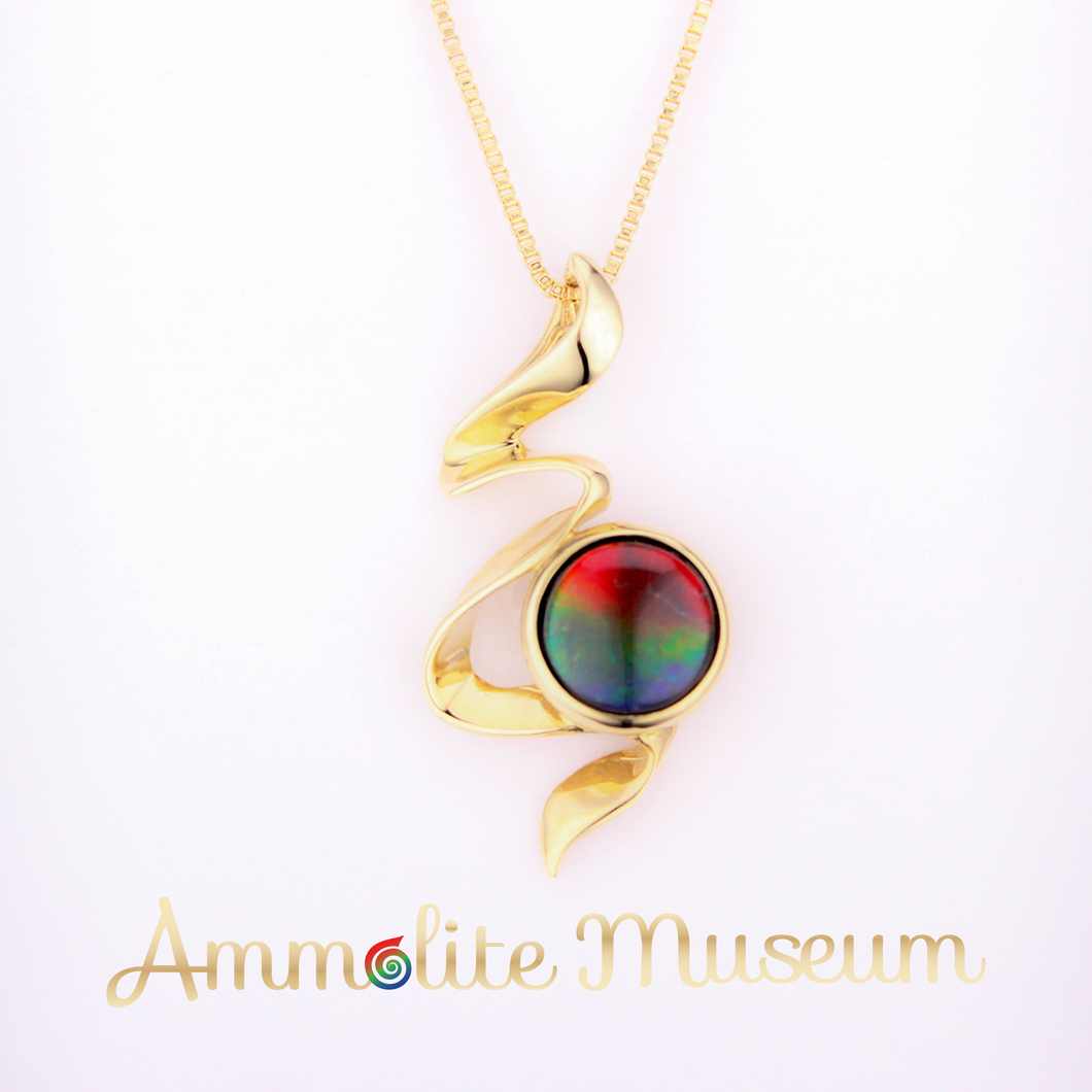 14K Yellow Gold Ammolite Ribbon Pendant