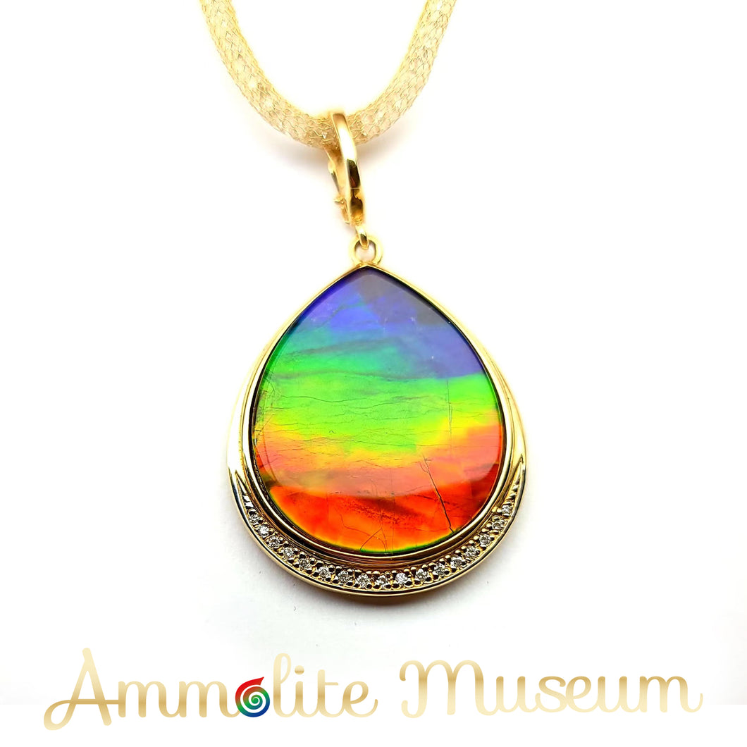 AURORA 14K Gold Classic Pear-shaped Ammolite Pendant