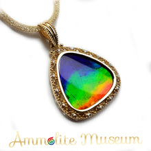 Load image into Gallery viewer, AURORA 14K Gold Classic Triplet Ammolite Pendant with Diamond
