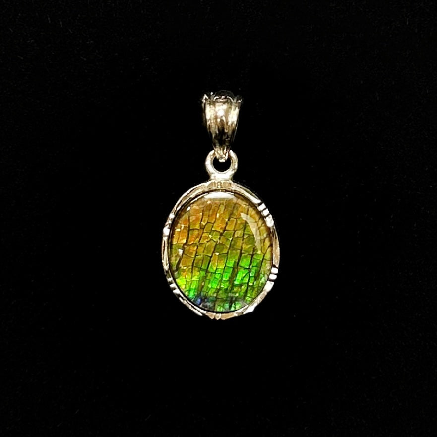 Sterling Silver Dragon Skin Ammolite Pendant