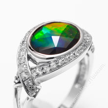 将图片加载到图库查看器，Sterling Silver Oval Ammolite Ring
