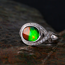 将图片加载到图库查看器，Sterling Silver Oval Ammolite Ring
