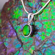 Load image into Gallery viewer, KORITE 14K White Gold Oval Ammolite/Jade Pendant
