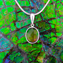 Load image into Gallery viewer, KORITE 14K White Gold Oval Ammolite/Jade Pendant
