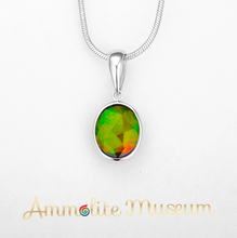 Load image into Gallery viewer, KORITE 14K White Gold Oval Ammolite/Jade Pendant
