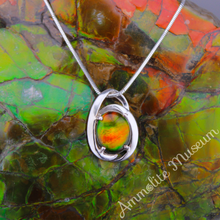 Load image into Gallery viewer, Sterling Silver Oval Harmony Ammolite Pendant
