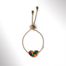 Load image into Gallery viewer, Ammolite Bracelet 18k Gold Vermeil RADIANT Ammolite Slider Heart Bracelet with Garnet, Citrine and White Topaz
