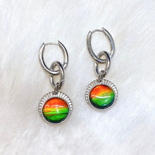 Load image into Gallery viewer, Ammolite Earrings Sterling Silver ORIGINS Chain Link Earrings
