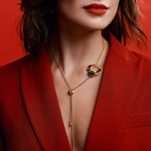 将图片加载到图库查看器，Ammolite Necklace 18k Gold Vermeil RADIANT Slider Necklace with Garnet and Citrine
