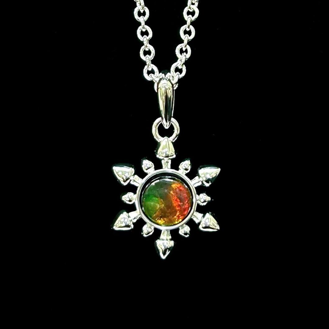 Snowflake Pendant - Ammolite Silver Plated Pendant