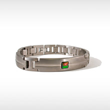 Load image into Gallery viewer, Ammolite Bracelet Grey Polished Titanium DUSK KORITE MEN&#39;S COLLECTION
