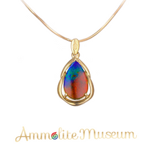 Load image into Gallery viewer, 14K Gold Teardrop Ammolite Pendant
