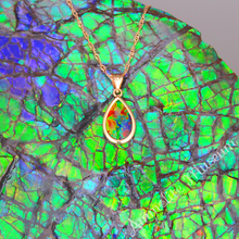 将图片加载到图库查看器，14K Gold Teardrop Ammolite Pendant
