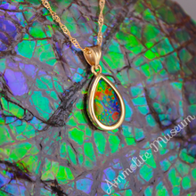 将图片加载到图库查看器，14K Gold Teardrop Ammolite Pendant
